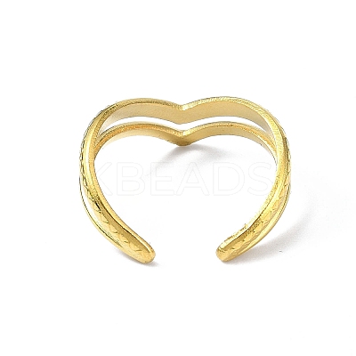 Ion Plating(IP) 304 Stainless Steel Heart Open Cuff Ring RJEW-L109-052G-1
