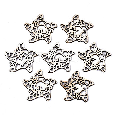 Unfinished Natural Poplar Wood Filigree Joiners Links X-WOOD-N006-75-1