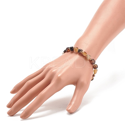 Natural Black Agate(Dyed) Round Beaded Stretch Bracelet BJEW-JB08197-07-1