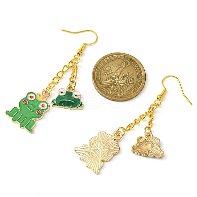 Alloy Enamel Frog Dangle Earrings with Iron Earring Pins for Women EJEW-JE05421-04-1