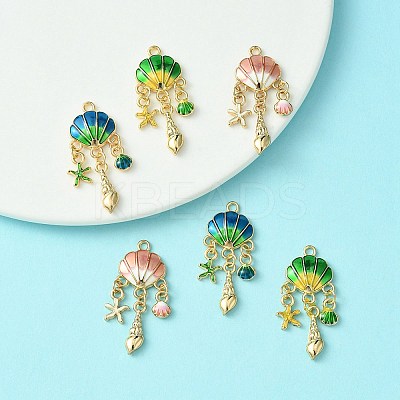 6Pcs 3 Colors Alloy Enamel Pendants ENAM-YW0003-79-1