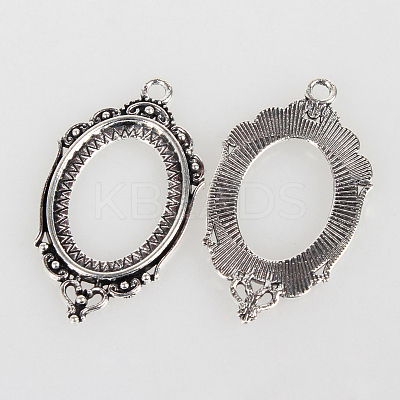 Vintage Tibetan Style Alloy Pendant Cabochon Bezel Settings X-TIBEP-O006-35AS-1