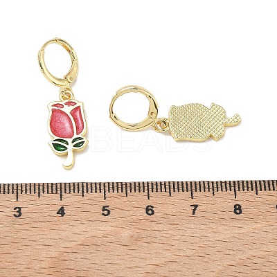 Valentine's Day Brass Enamel Hoop Earrings for Women EJEW-G464-01G-02-1