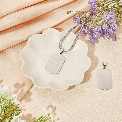304 Stainless Steel Rectangle Big Pendants STAS-BC0001-05P-1