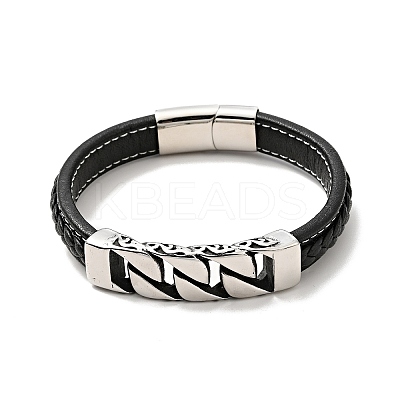 304 Stainless Steel Curb Chains Link Bracelet with Magnetic Clasp BJEW-C021-24P-1