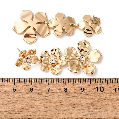 Flower Zinc Alloy Dangle Stud Earrings EJEW-Z107-02G-1