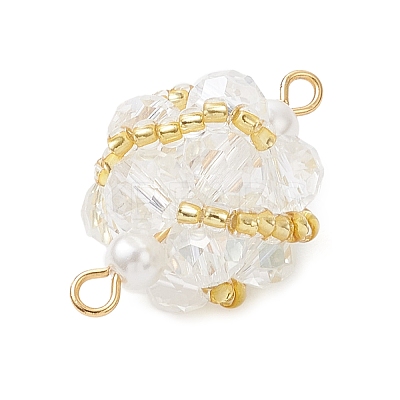Glass Beaded Round Sphere Links PALLOY-MZ00874-07-1