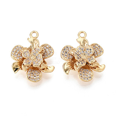 Brass Micro Pave Clear Cubic Zirconia Pendants KK-T077-30G-1