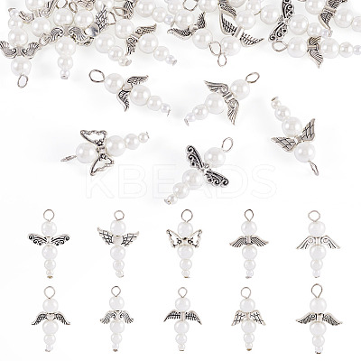 Glass & Alloy Pearl Pendants HJEW-TAC0058-1