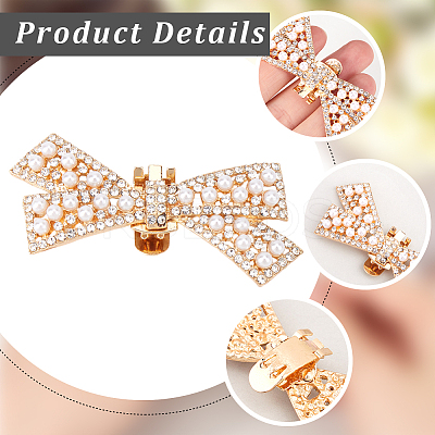 2Pcs Bowknot Alloy Rhinestone Shoe Decorations FIND-CP0002-26B-1