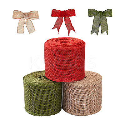 3 Rolls 3 Colors Polyester Imitation Linen Wrapping Ribbon OCOR-YS0001-02A-1