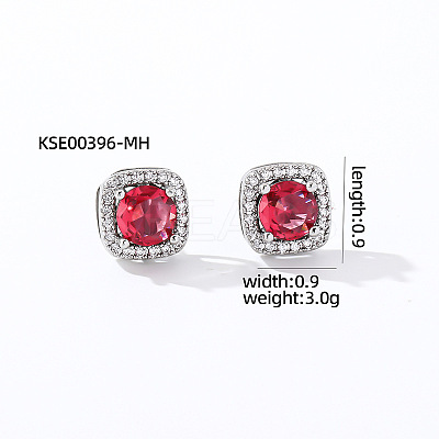 Elegant Zircon Square Stud Earrings for Women LS-TY1635-12-1