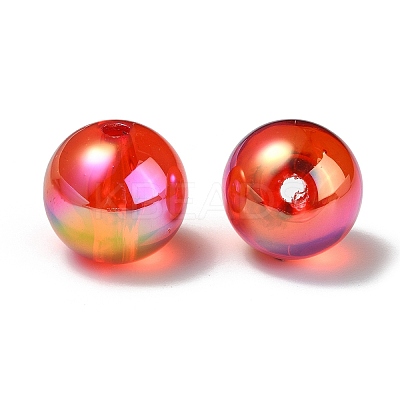 UV Plating Transparent Rainbow Iridescent Acrylic Beads TACR-D010-07F-1
