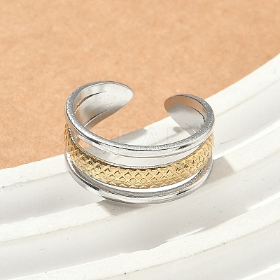 304 Stainless Steel Double Color Cuff Rings RJEW-S635-01GP-A-1