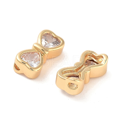 Brass with Clear Cubic Zirconia Beads KK-B102-38G-1