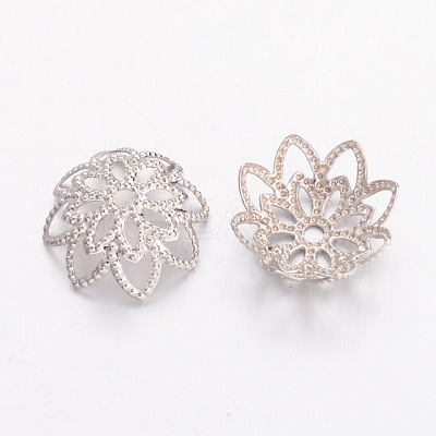 Platinum Brass Filigree Flower Bead Caps X-EC1166-1