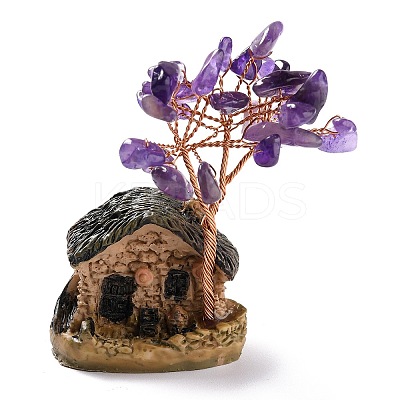 Resin & Natural Amethyst Model Ornament DJEW-Z001-01F-1