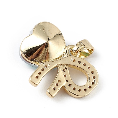 Real 18K Gold Plated Rack Plating Brass Micro Pave Clear Cubic Zirconia Pendants KK-C015-26G-17-1