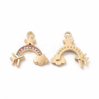 Rack Plating Eco-friendly Alloy Rhinestone Pendants FIND-A025-17G-01-1