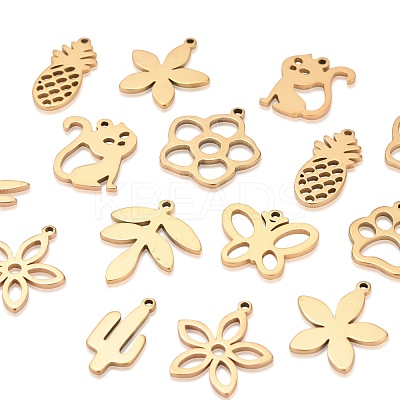 100Pcs 10 Style 304 Stainless Steel Pendants STAS-LS0001-32G-1