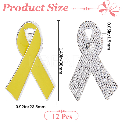 12Pcs October Breast Cancer Pink Awareness Ribbon Enamel Brooches JEWB-GF0001-41A-1