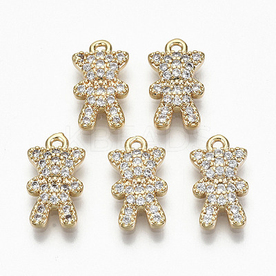 Brass Micro Pave Clear Cubic Zirconia Charms RJEW-T063-65G-NF-1