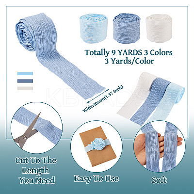 9 Yards 3 Colors Polycotton Pleated Ribbon OCOR-TA0002-07A-1