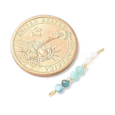 Faceted Round Natural Quartz Crystal & Amazonite & Apatite Beaded Connector Charms PALLOY-JF03530-03-1