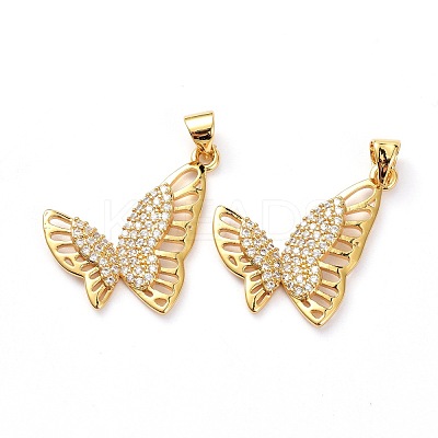 Brass Micro Pave Clear Cubic Zirconia Pendants ZIRC-L100-105G-1