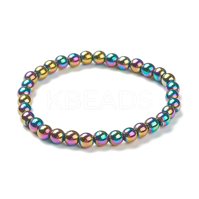 Synthetic Hematite Beaded Stretch Bracelets BJEW-D446-B-09-1