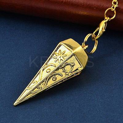 Rack Plating Brass Cone Dowsing Pendulum Pendants AJEW-G064-01G-1