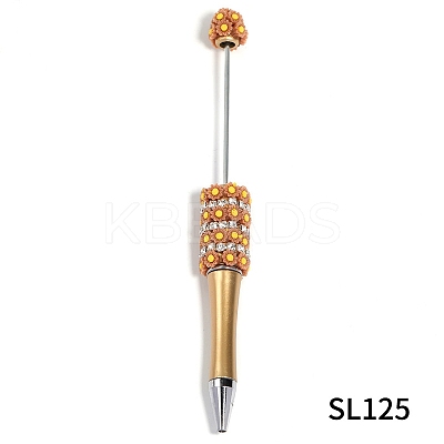 5Pcs Sunflowers Plastic Beadable Pens PW-WGD1334-08-1