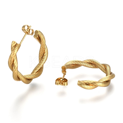 201 Stainless Steel Half Hoop Earrings X-EJEW-F257-07G-1