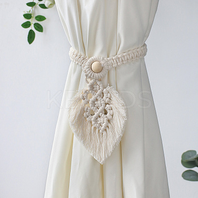 Handmade Macrame Leaf Curtain Tiebacks MAKN-PW0001-055D-1