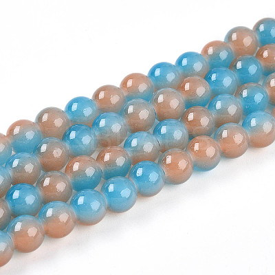 Baking Paint Imitation Jade Glass Round Bead Strands LS-X1-DGLA-N003-8mm-06-1