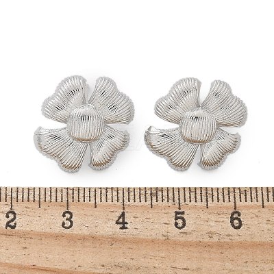 Brass Flower Stud Earrings EJEW-R016-17P-1
