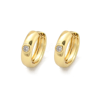 Flat Round Brass Micro Pave Clear Cubic Zirconia Hoop Earrings LS-EJEW-D311-100G-1