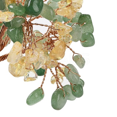 Natural Yellow Quartz & Green Aventurine Chips Tree Decorations DJEW-M012-03A-1
