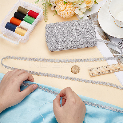 Polyester Braided Lace Trim Ribbon for Curtain Sofa Decoration OCOR-WH0105-013B-02-1