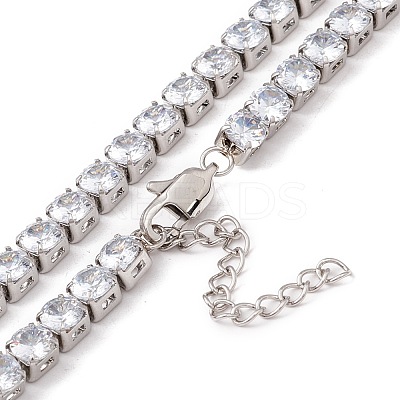 Classic Cubic Zirconia Tennis Necklace NJEW-G017-02A-P-1