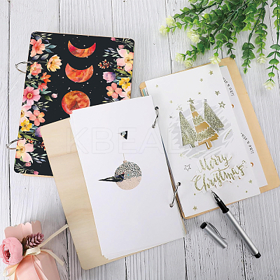 1 Set Wooden 2-Ring Loose Leaf Binder Postcard Phote Album Cover DIY-SD0001-02G-1