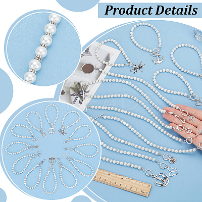12Pcs 12 Style Glass Pearl Beaded Wedding Cake Pulls for Bridesmaids BJEW-AB00016-1