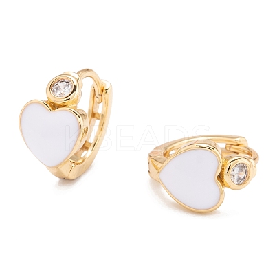Brass Micro Pave Clear Cubic Zirconia Huggie Hoop Earrings EJEW-P187-A-1