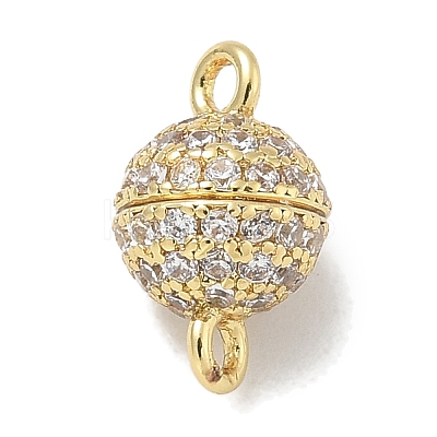 Rack Plating Round Brass Micro Pave Cubic Zirconia Magnetic Clasps KK-L224-070G-1