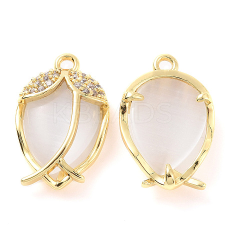 Brass Micro Pave Clear Cubic Zirconia Pendants ZIRC-F133-05G-1