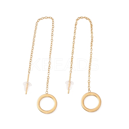 Long Chain with Open Ring Dangle Stud Earrings EJEW-A067-10G-1