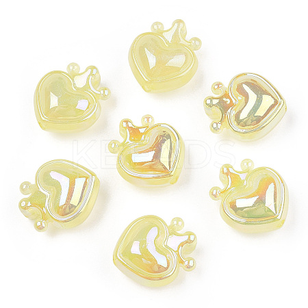 UV Plating Rainbow Iridescent Acrylic Beads OACR-T027-01-A02-1