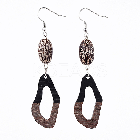 Resin & Wood Dangle Earrings EJEW-JE03469-01-1