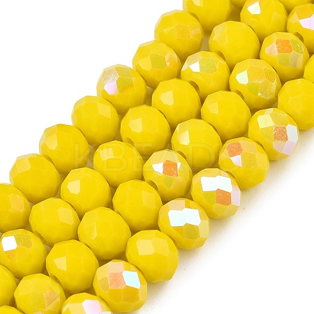 Electroplate Opaque Solid Color Glass Beads Strands X-EGLA-A044-P6mm-L04-1