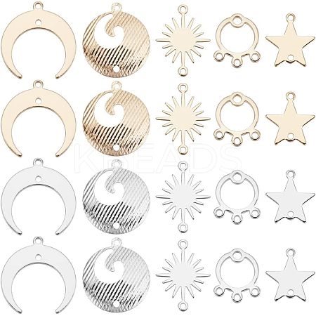 40Pcs 5 Style Brass Link Connectors KK-FH0002-21-1